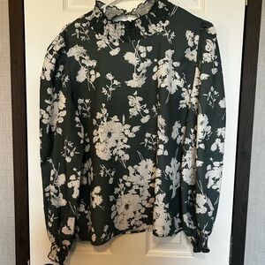 Amazon Women's Floral Blouse - Black and White